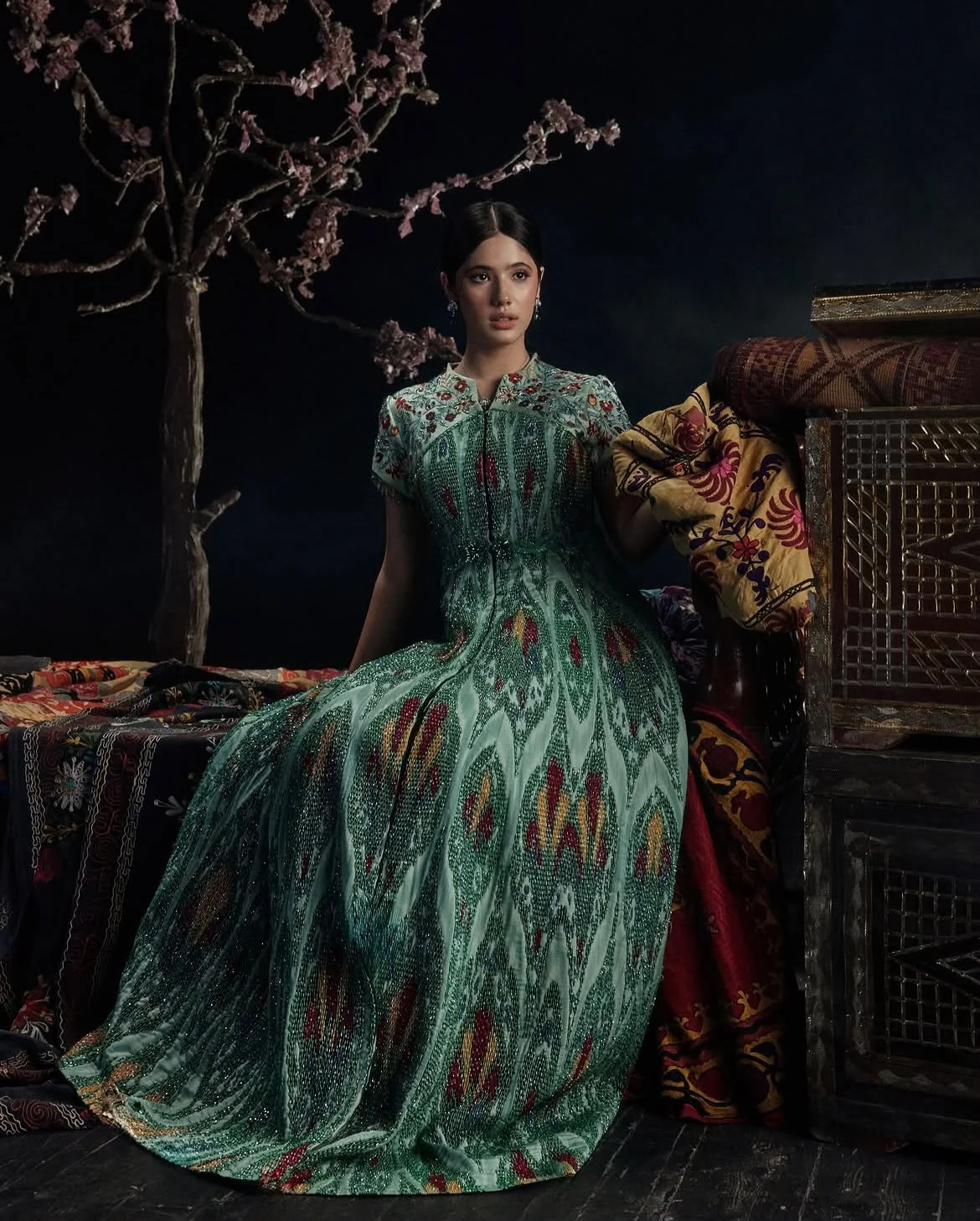 Contemporary fashion from shoyi atlas fabrics designer Rano Collection Tajikistan 2026