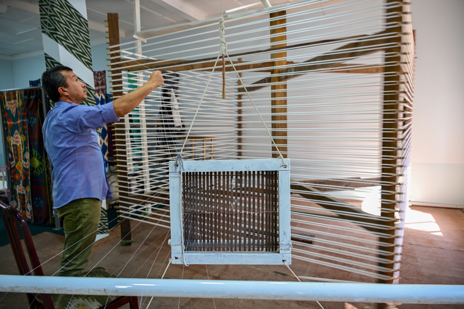 Thread preparation for ikat weaving